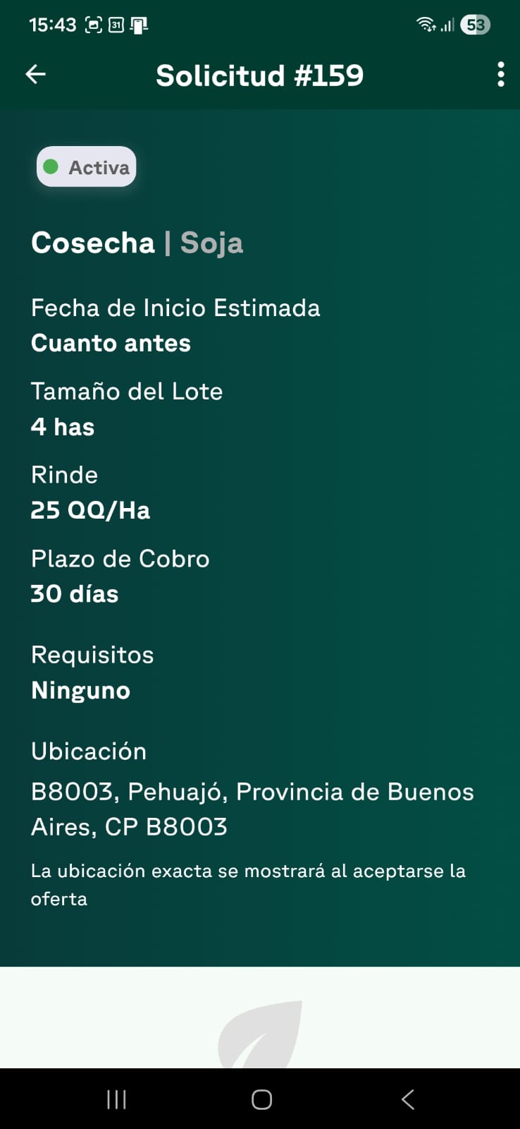 Detalle de una solicitud de servicio
